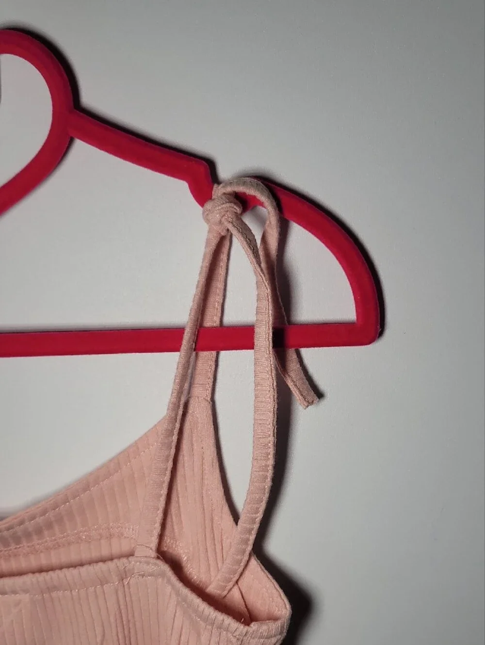 CHANEL Pale Pink Ribbed Tie-Strap Jumpsuit with Flared Hem